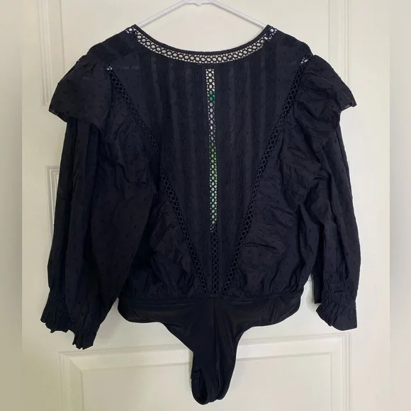 FARM Rio Black Ruffle Bodysuit - Picture 3 of 5